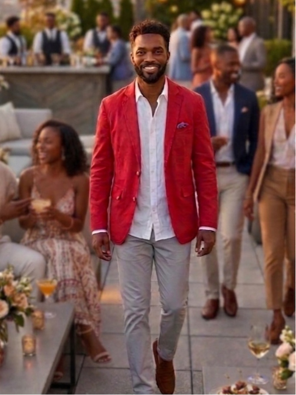 Johnston & Murphy Men's Large Red Cotton 2-Button Sport Coat Blazer